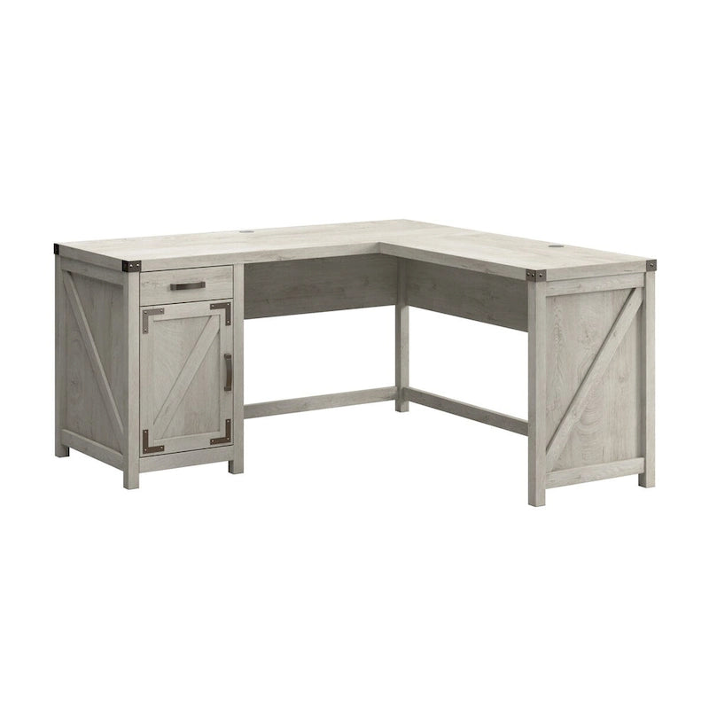 Bureau d'angle en L de 60 W avec meuble de rangement