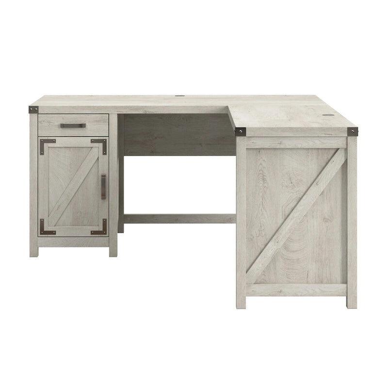 Bureau d'angle en L de 60 W avec meuble de rangement