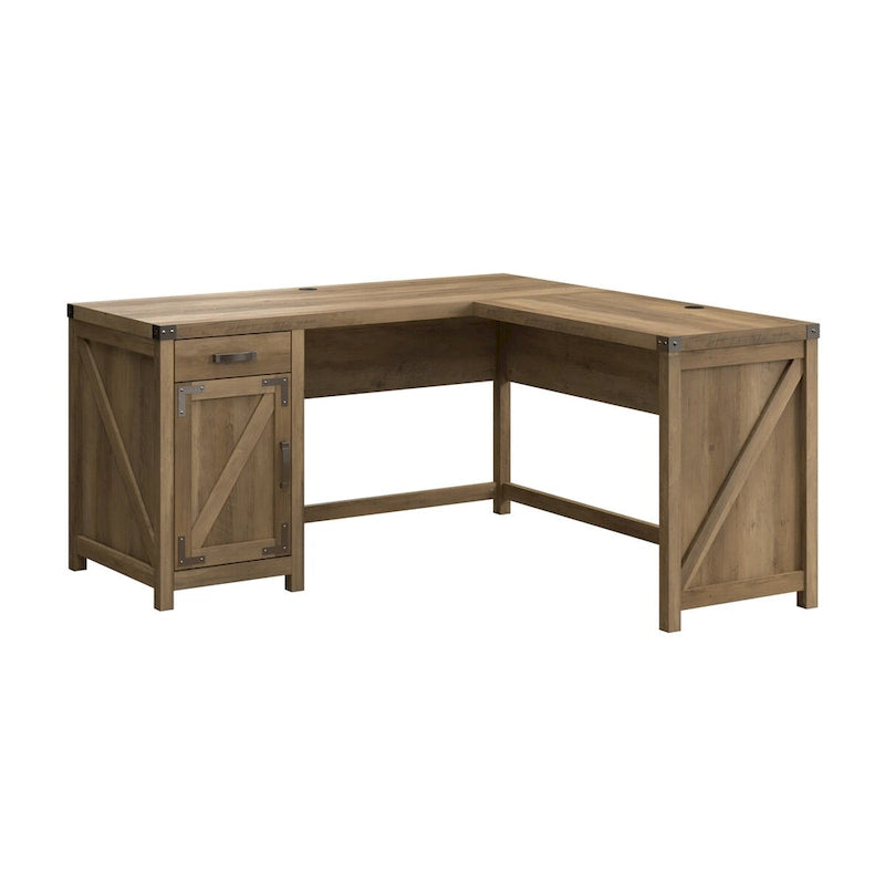 Bureau d'angle en L de 60 W avec meuble de rangement
