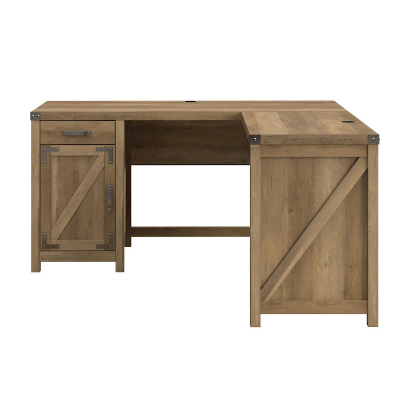 Bureau d'angle en L de 60 W avec meuble de rangement