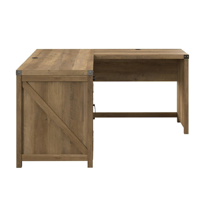 Bureau d'angle en L de 60 W avec meuble de rangement