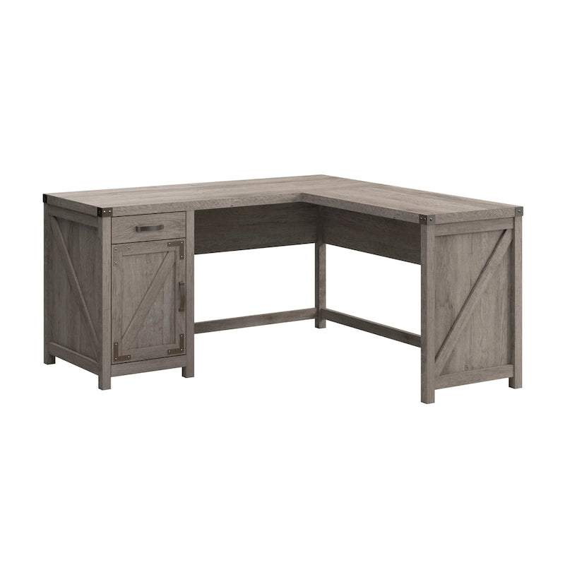 Bureau d'angle en L de 60 W avec meuble de rangement