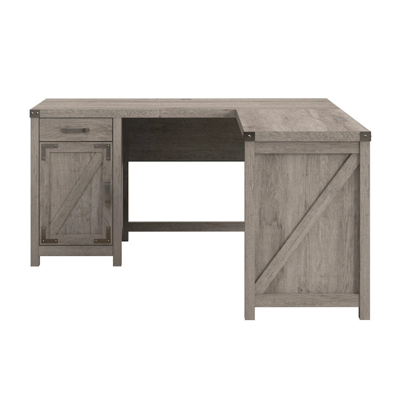 Bureau d'angle en L de 60 W avec meuble de rangement