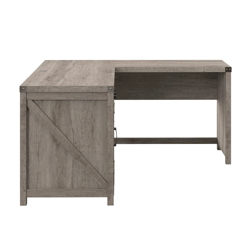 Bureau d'angle en L de 60 W avec meuble de rangement